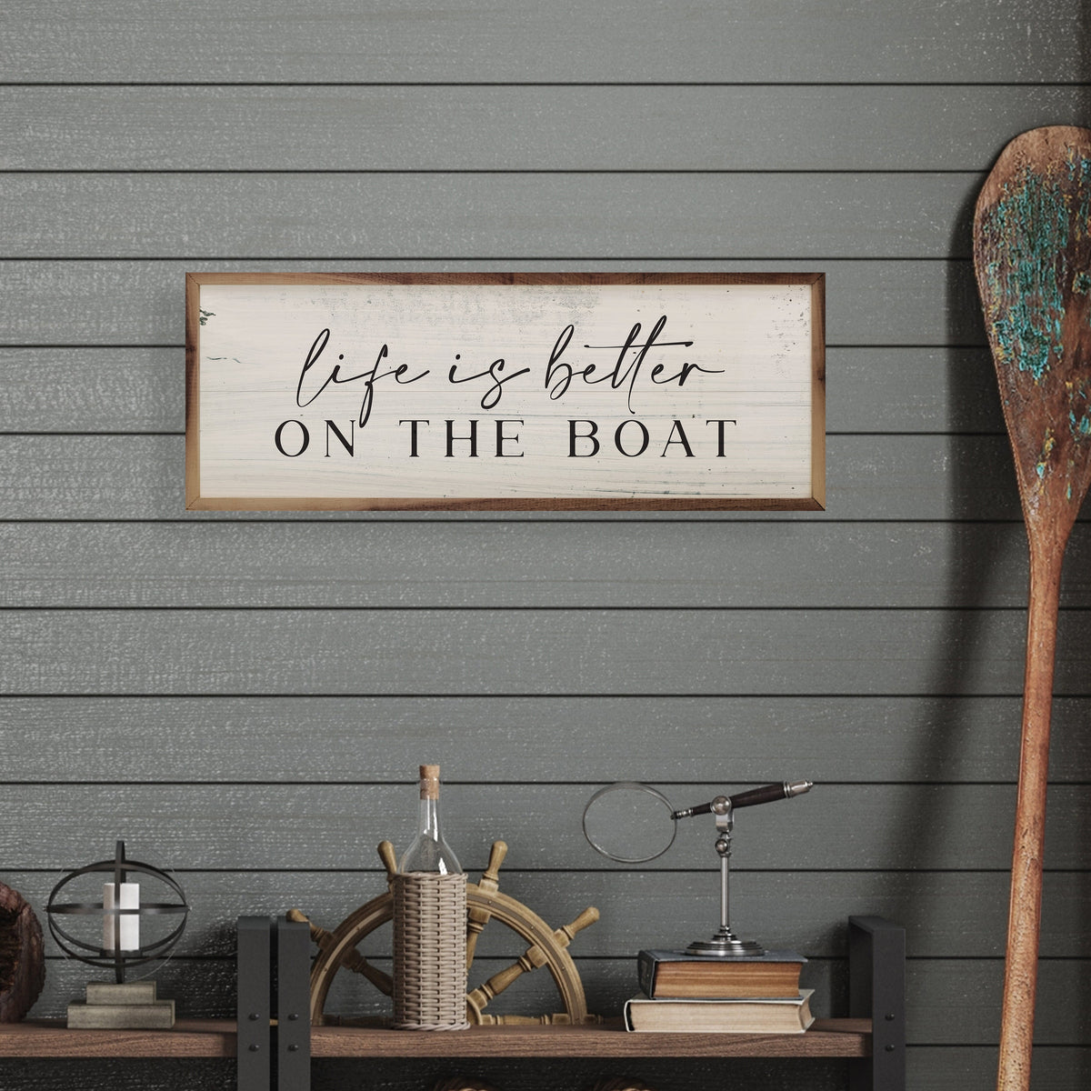 Life Is Better On The Boat Wood Framed Print