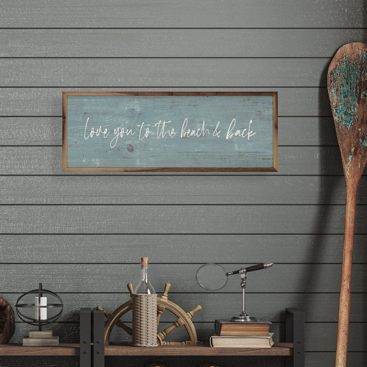 Love You To The Beach & Back Blue Wood Framed Print