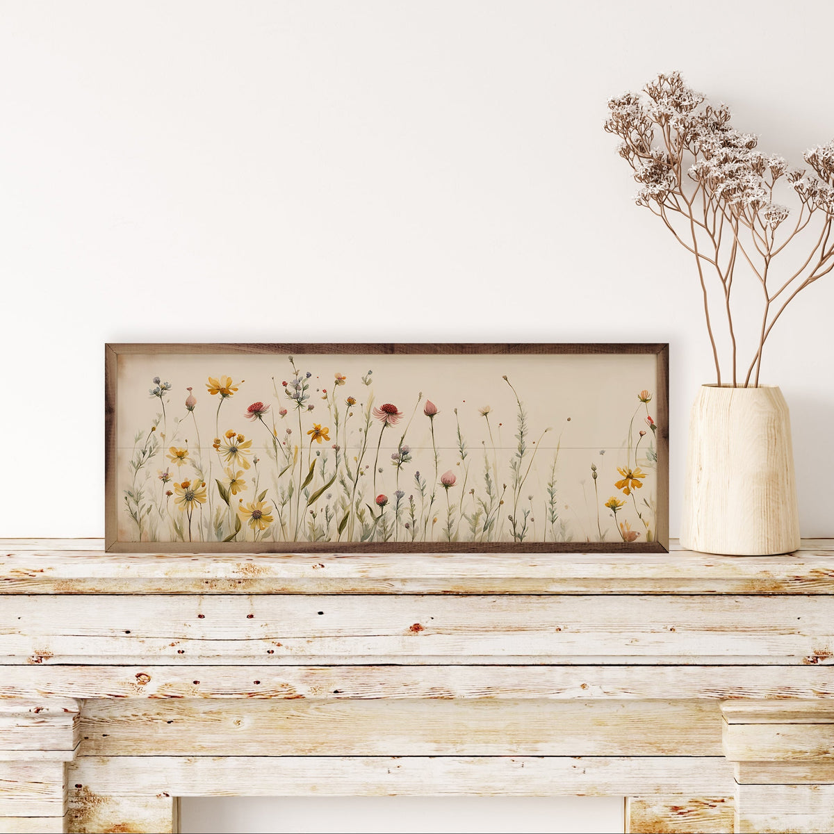 Simple Field Flowers Wood Framed Print