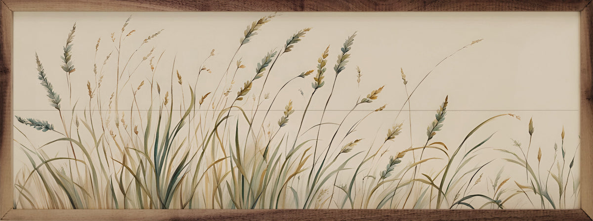 Simple Field Greenery Wood Framed Print