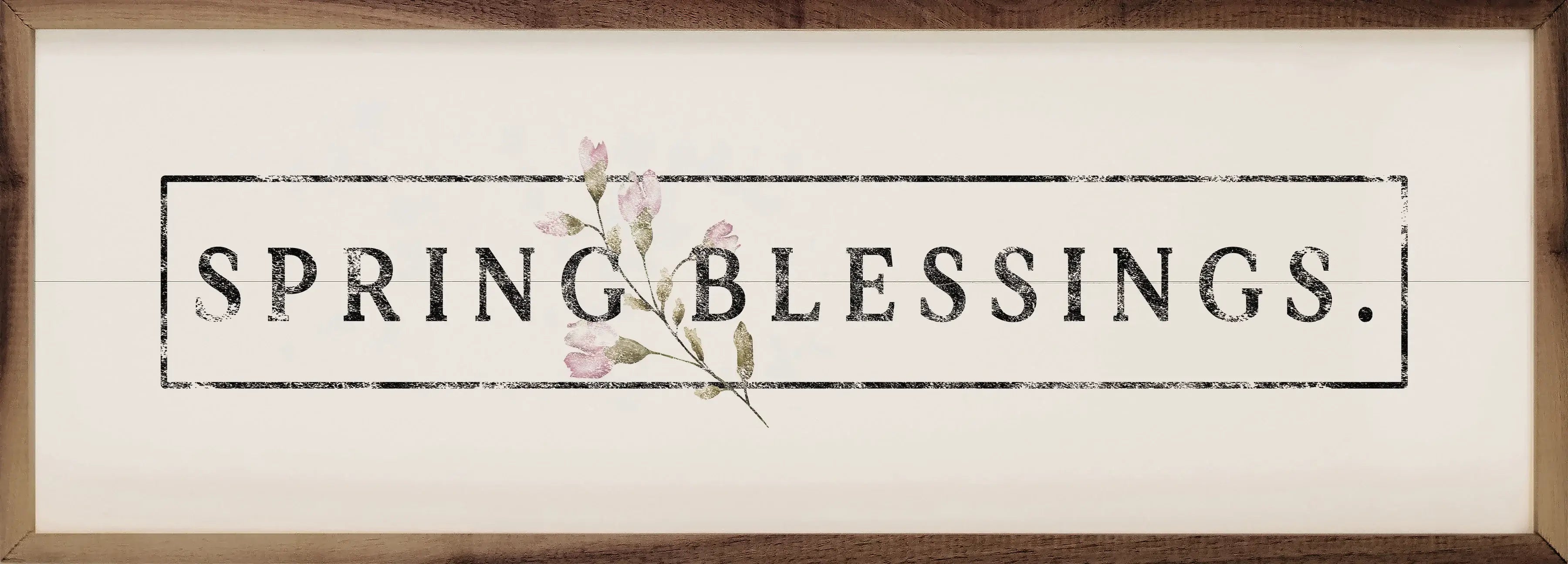 Spring Blessings Greenery Wood Framed Print