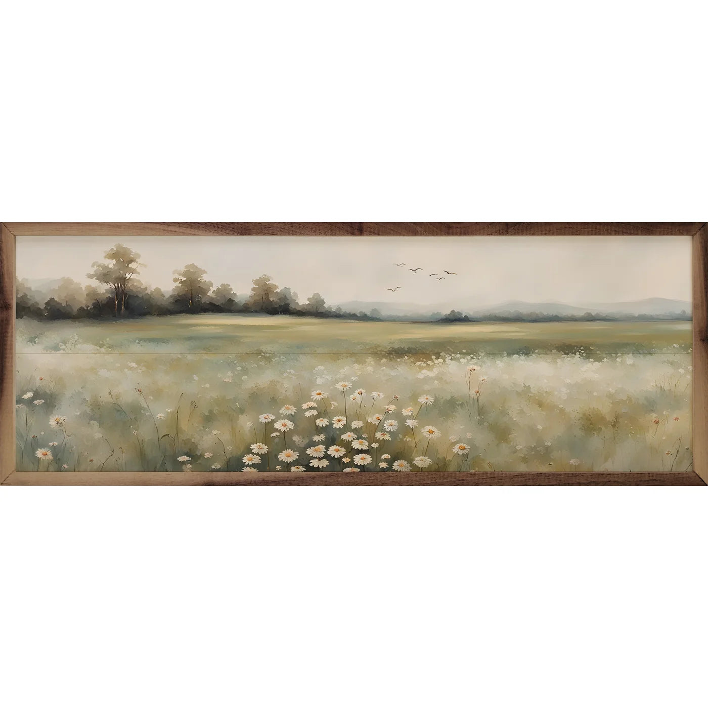 Valley With Flowers Center Wood Framed Print