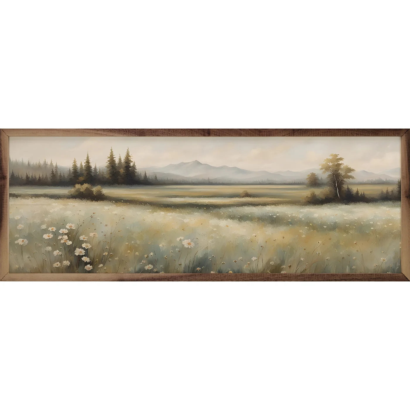 Valley With Flowers Left Wood Framed Print