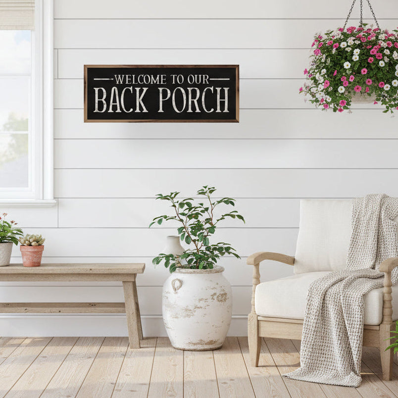 Welcome To Our Back Porch Wood Framed Print