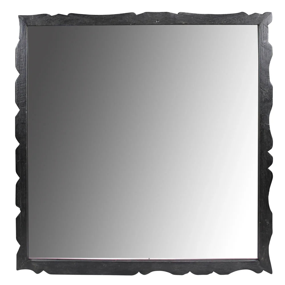 Reclaimed Scalloped Wood Square Mirror