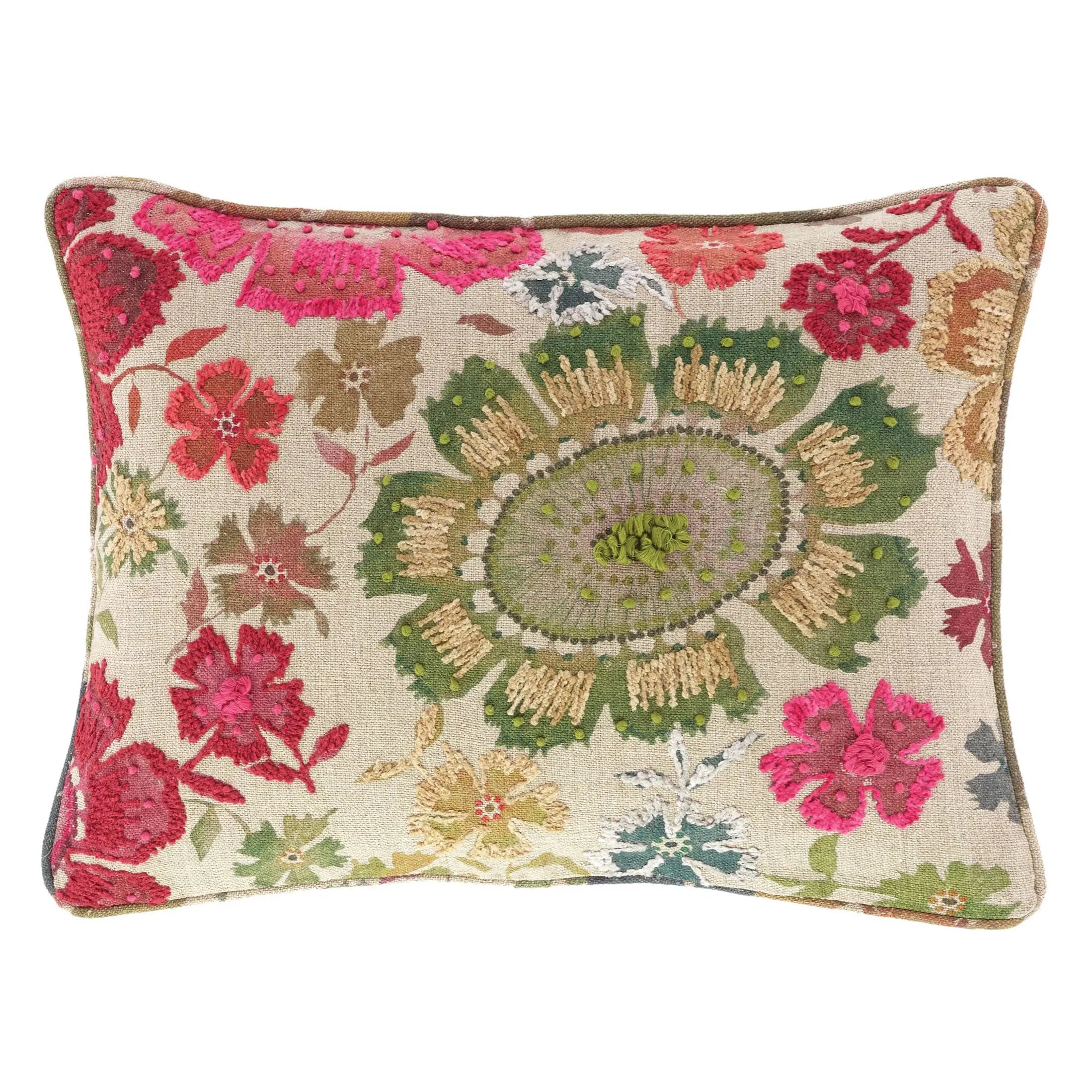 Pine Cone Hill Peruvian Floral Embroidered Decorative Pillow Cover