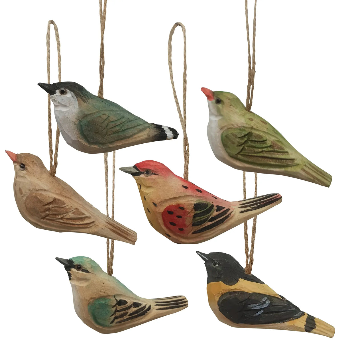 Carved Wood Bird Set