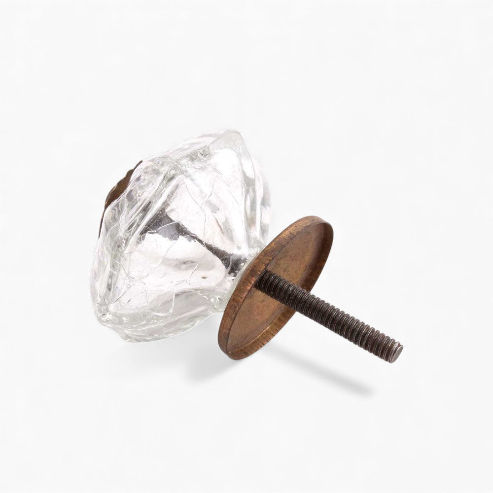 Clear Crackle Glass Melon Knob