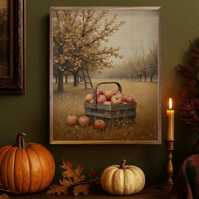 Apple Orchard Wood Framed Print