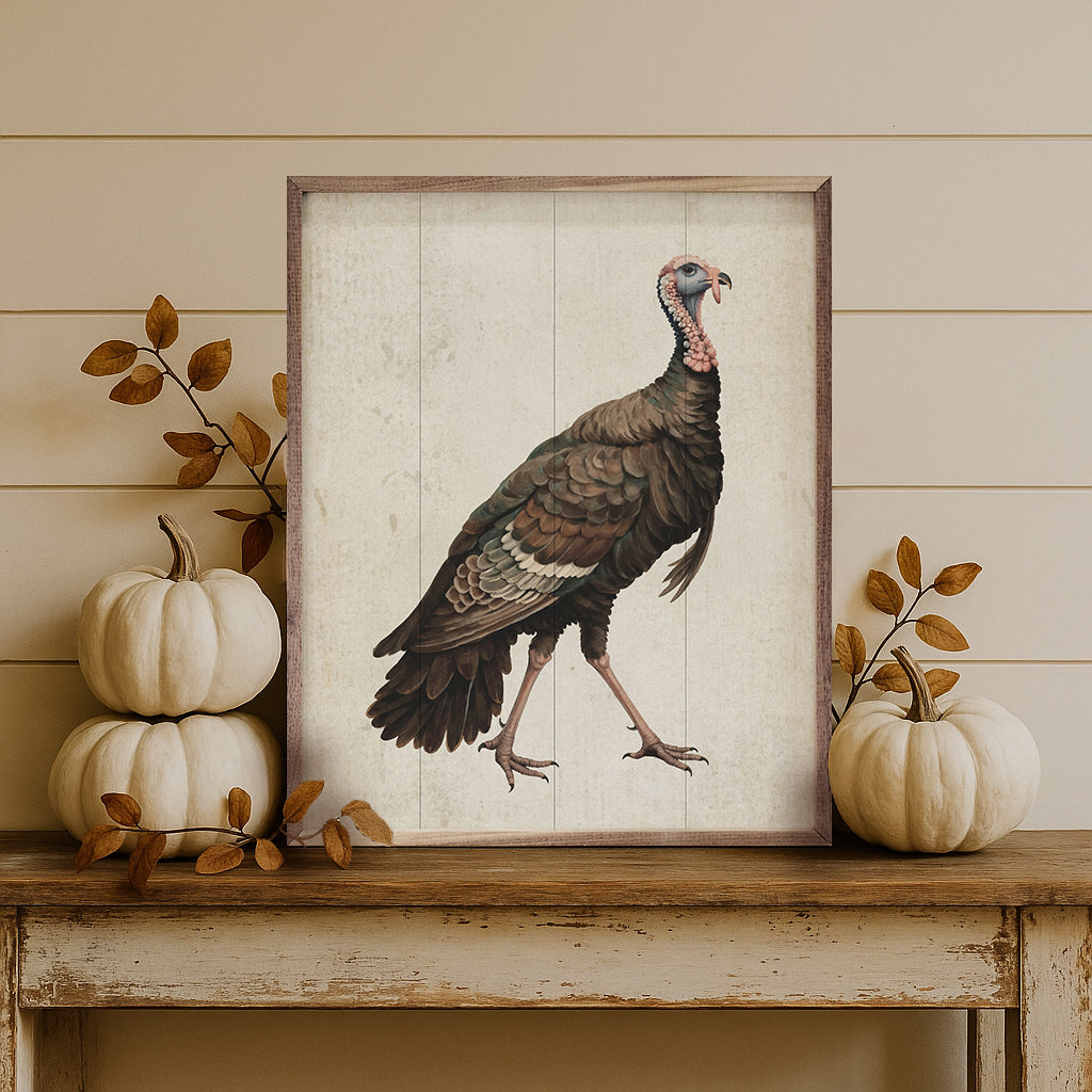 Autumn Turkey Wood Framed Print