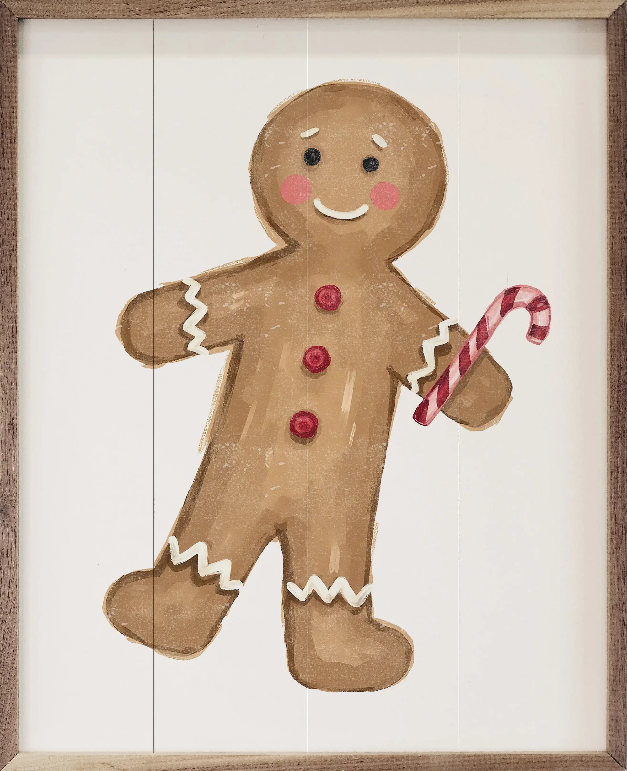 Christmas Gingerbread Man Wood Framed Print