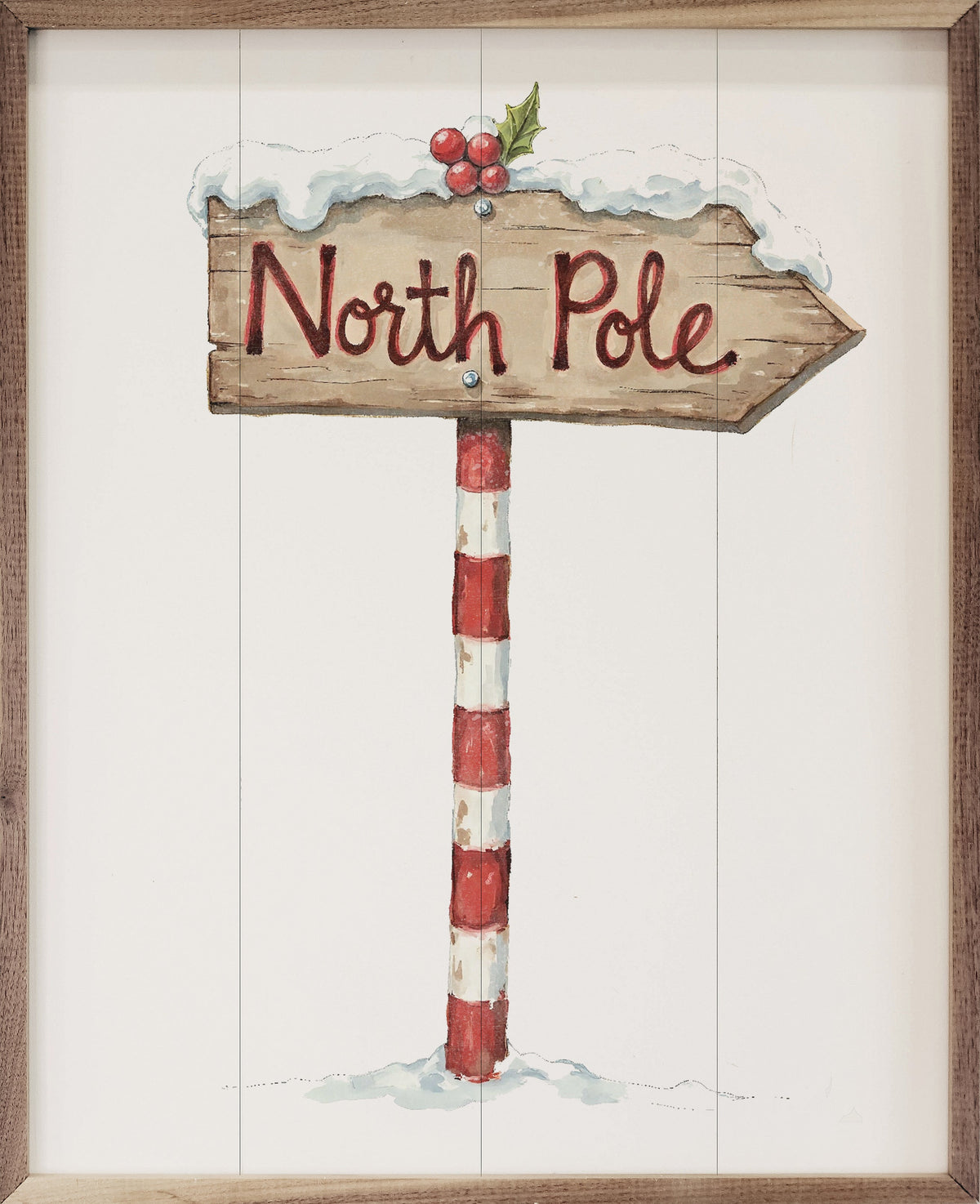 Christmas North Pole Sign Wood Framed Print