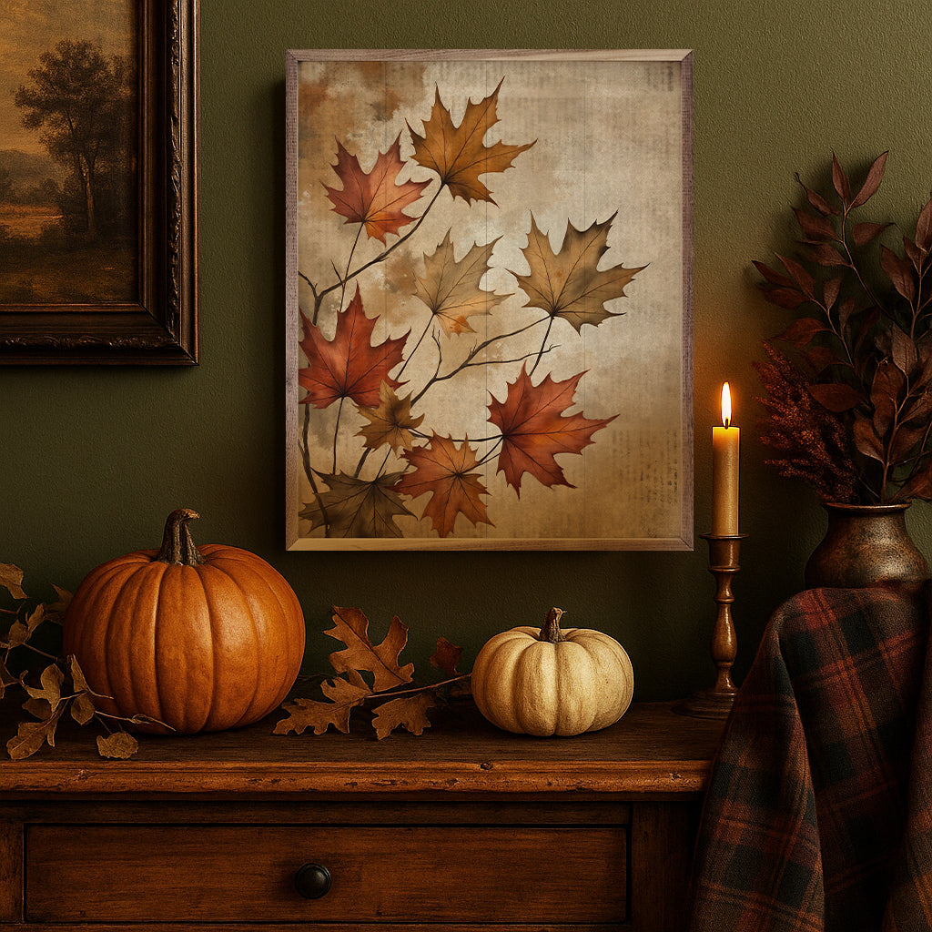 Fall Leaves Wood Framed Print