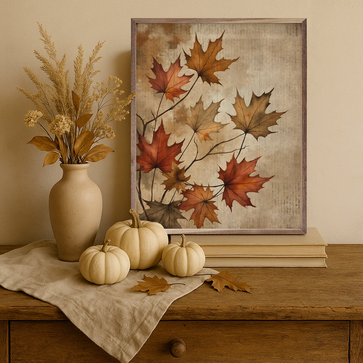 Fall Leaves Wood Framed Print