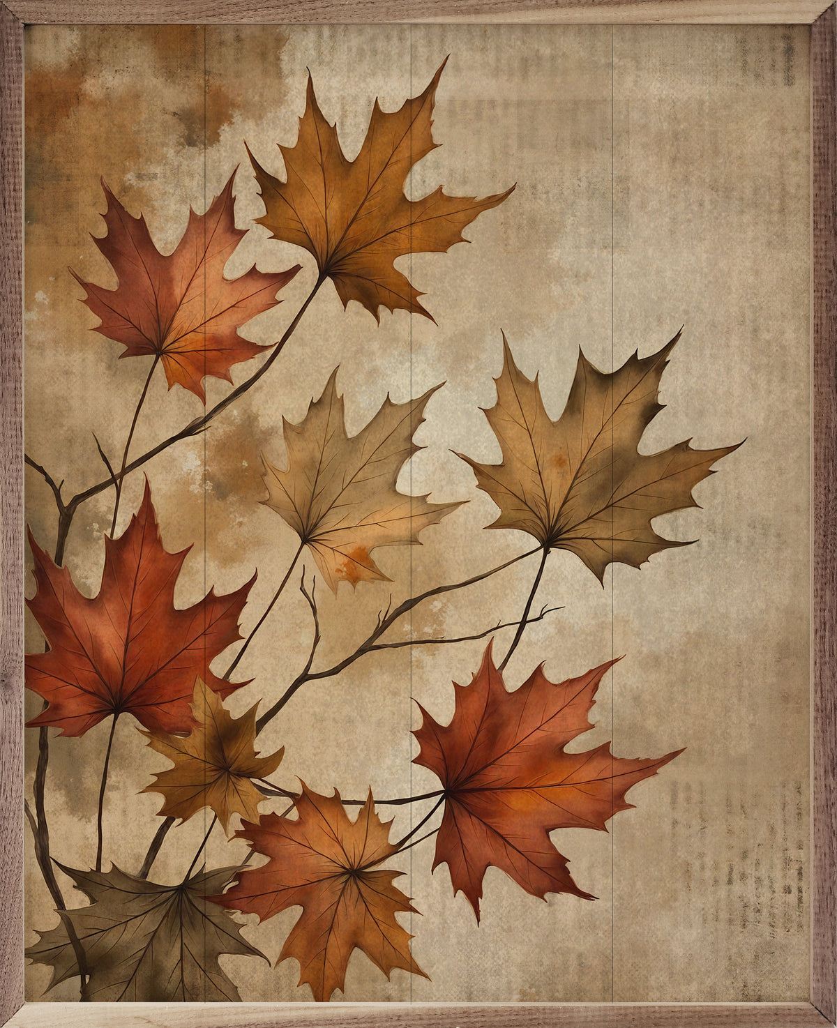 Fall Leaves Wood Framed Print