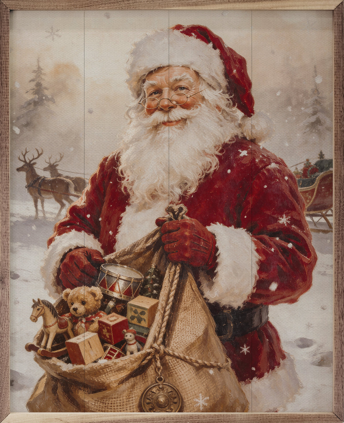 Santa's Toys Wood Framed Print