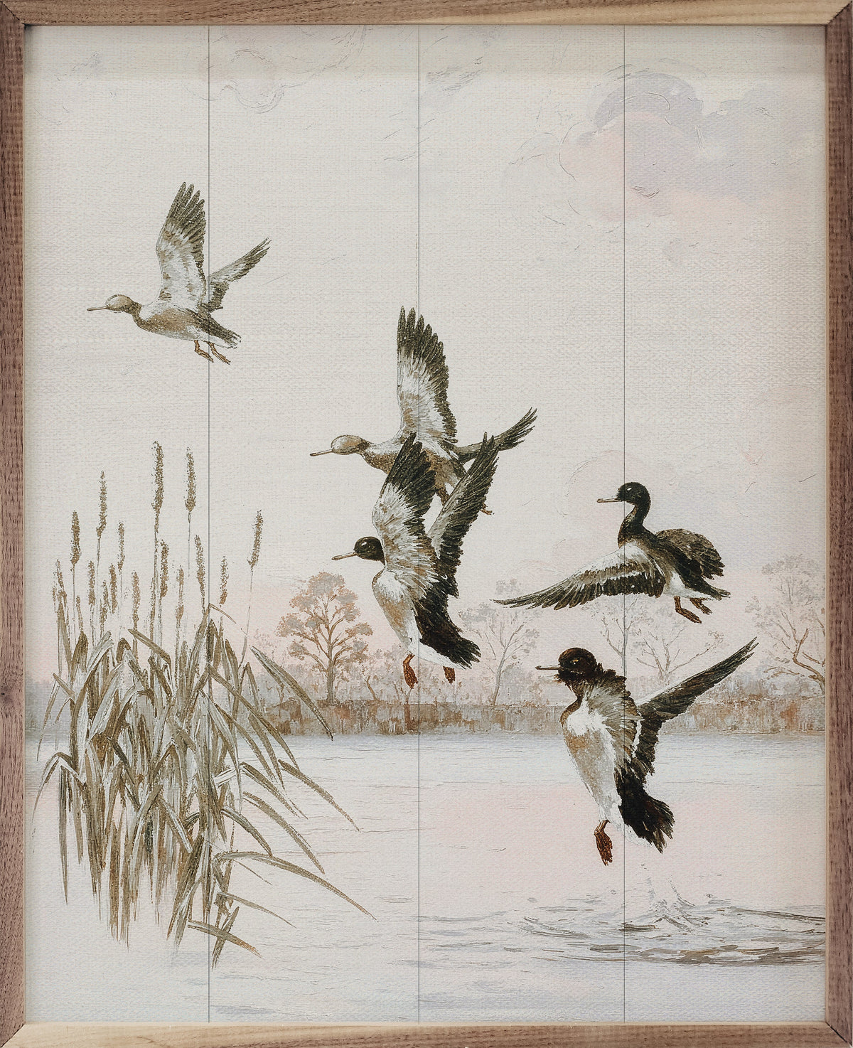 Wood Ducks On The Lake Wood Framed Print
