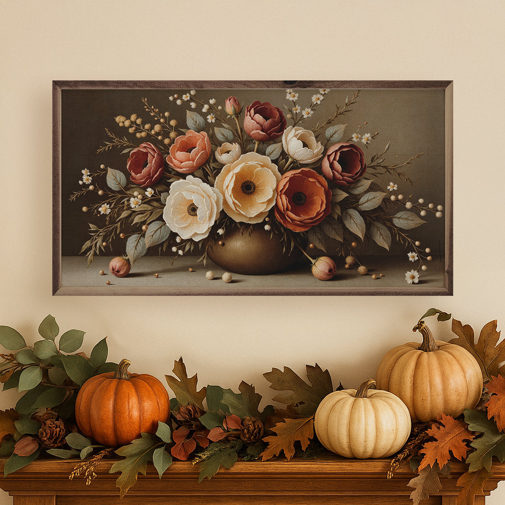 Large Autumn Bouquet Wood Framed Print