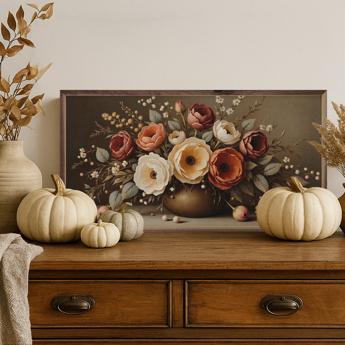 Large Autumn Bouquet Wood Framed Print