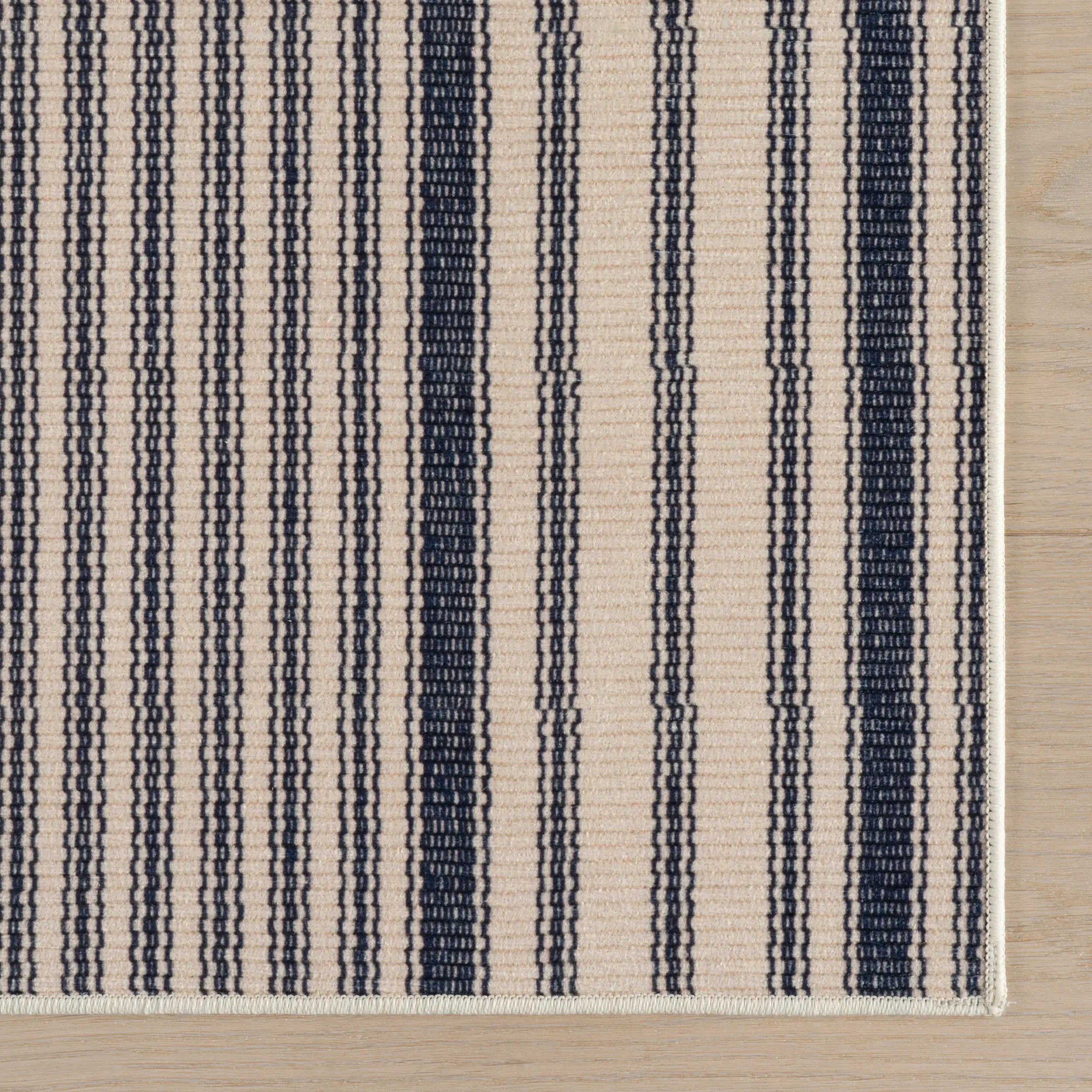 Clemira Coastal Striped Machine Washable Rug