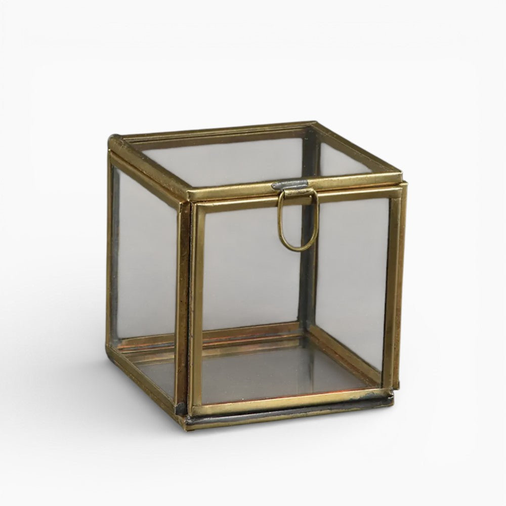 Pierre Demi Leaded Glass Brass Box