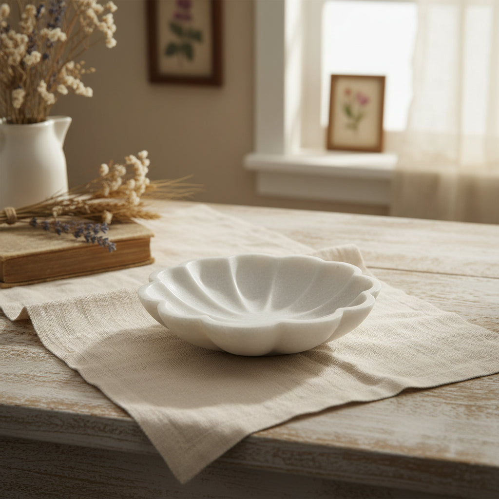 Capri Scalloped Marble Bowl