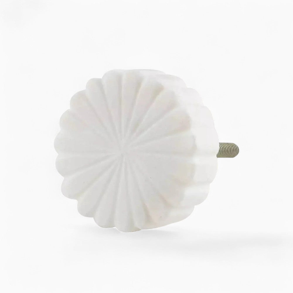 White Stone Floral Pattern Knob