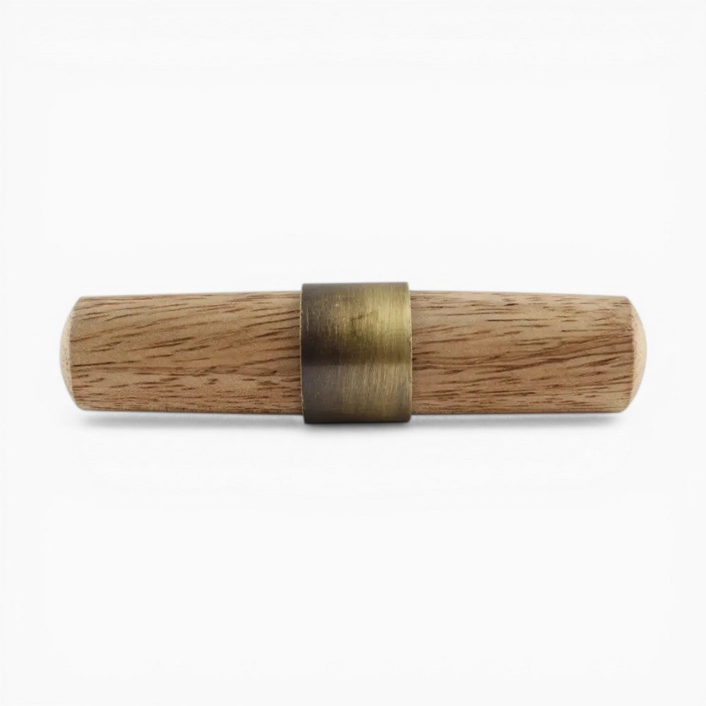 Natural Wood & Brass T-Bar Cabinet Pull