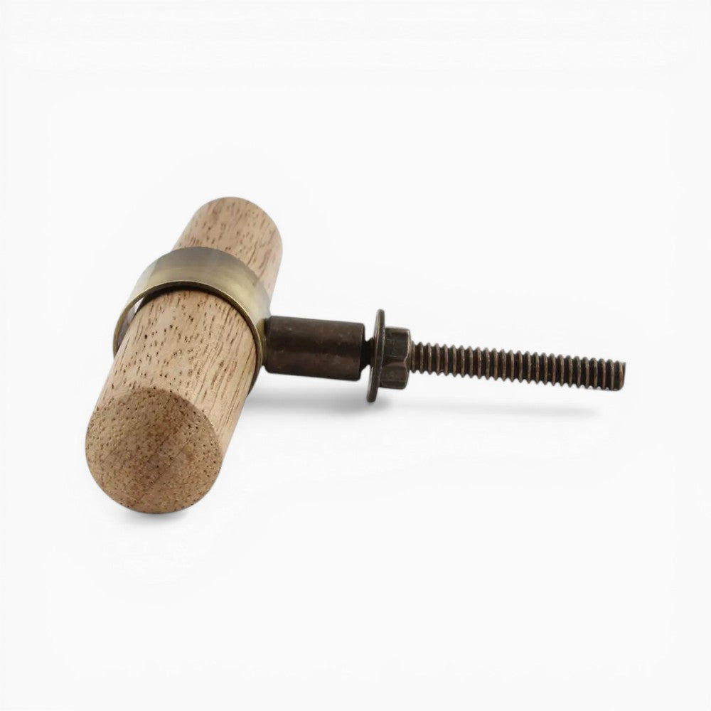 Natural Wood & Brass T-Bar Cabinet Pull