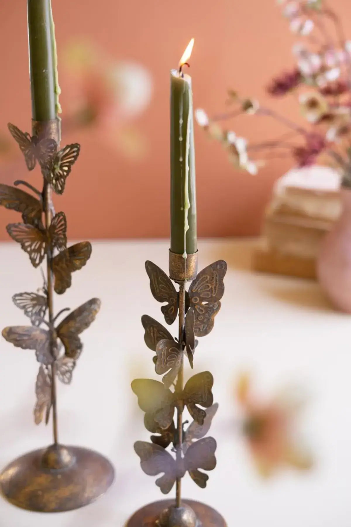 Butterflies Taper Candle Holder Set