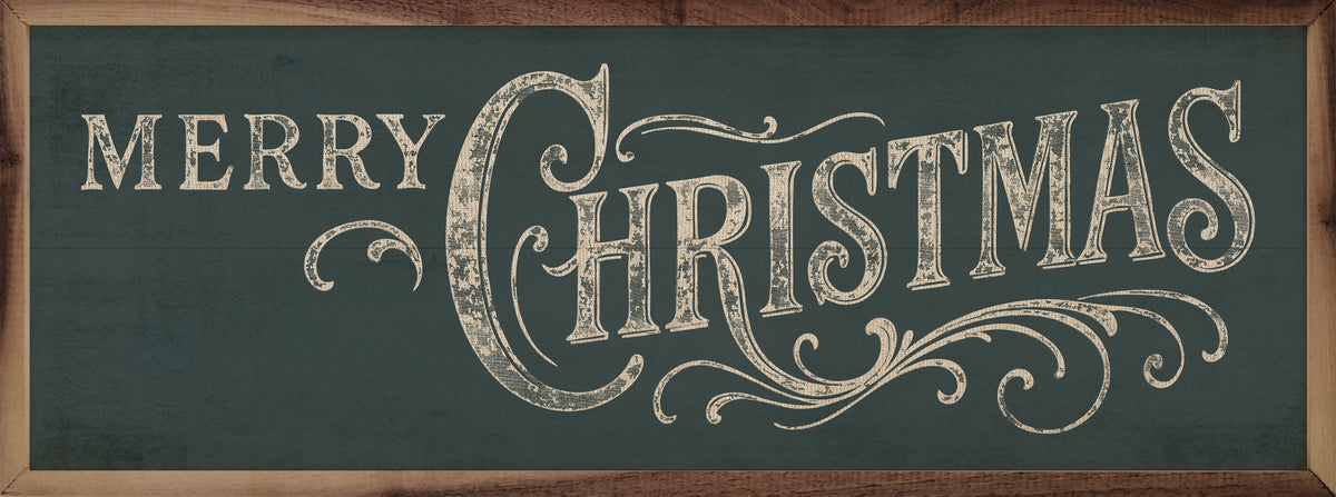 Ornate Merry Christmas Wood Framed Print