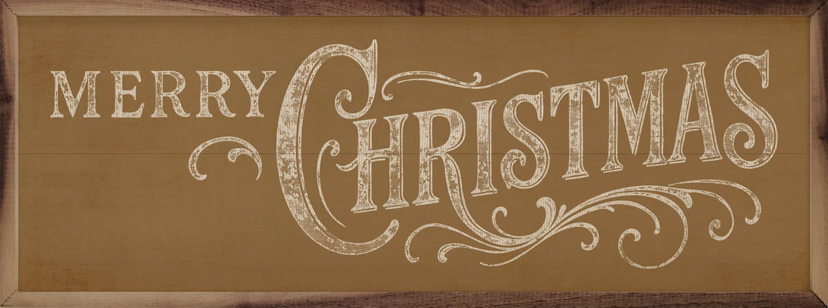 Ornate Merry Christmas Wood Framed Print