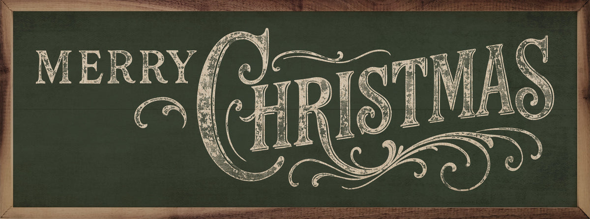 Ornate Merry Christmas Wood Framed Print