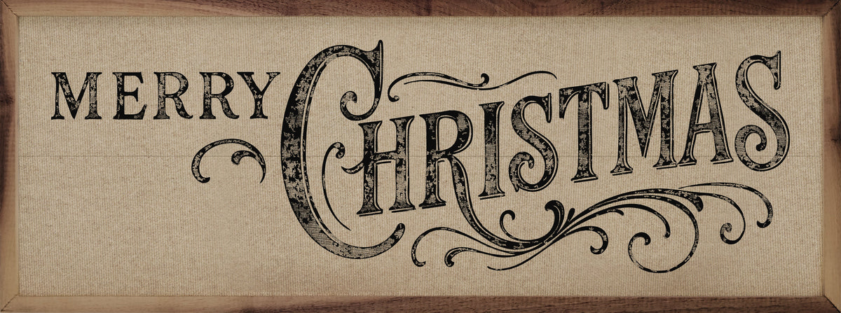 Ornate Merry Christmas Wood Framed Print