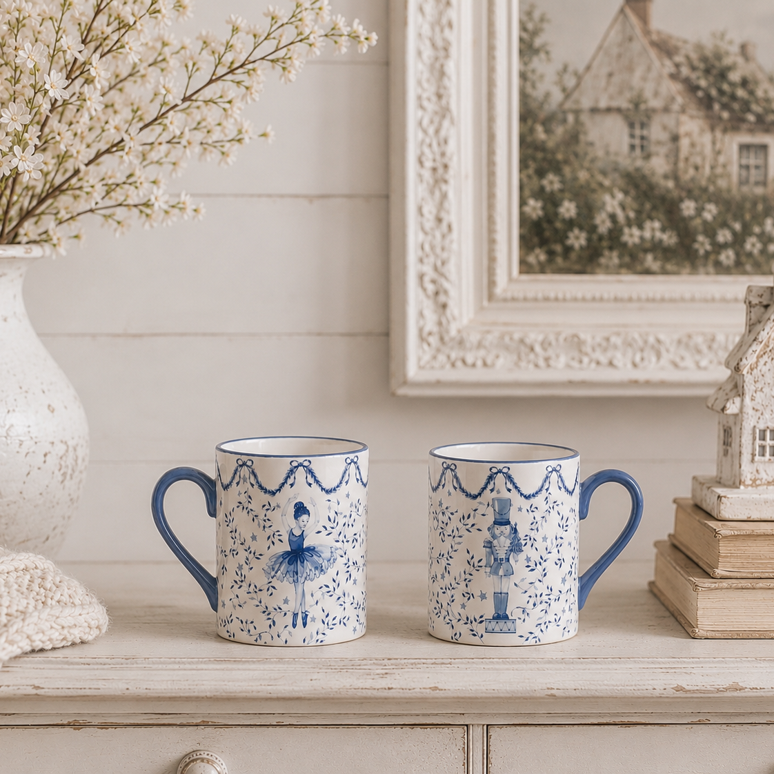 Blue & White Ballerina & Nutcracker Mug