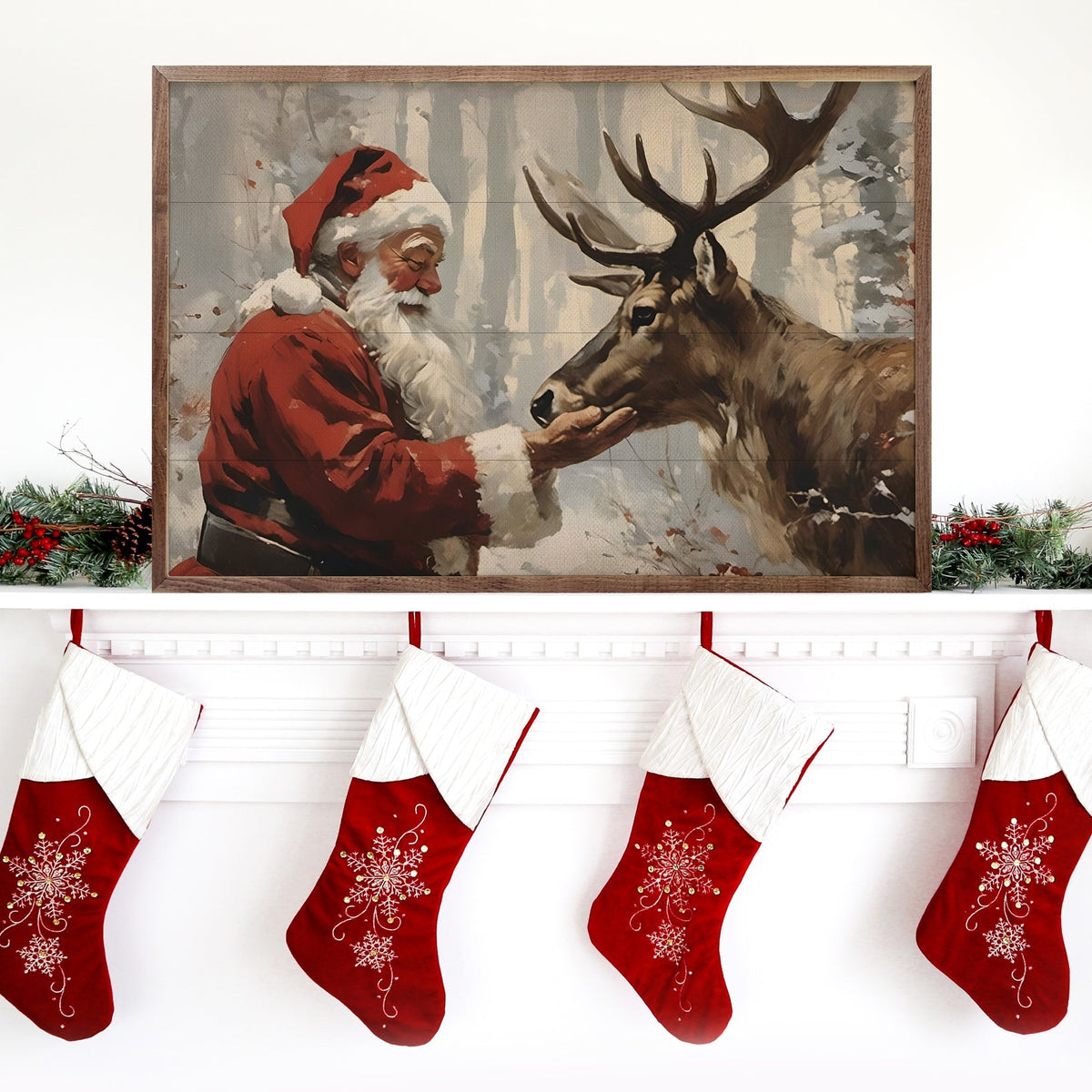 Santa Claus With Reindeer