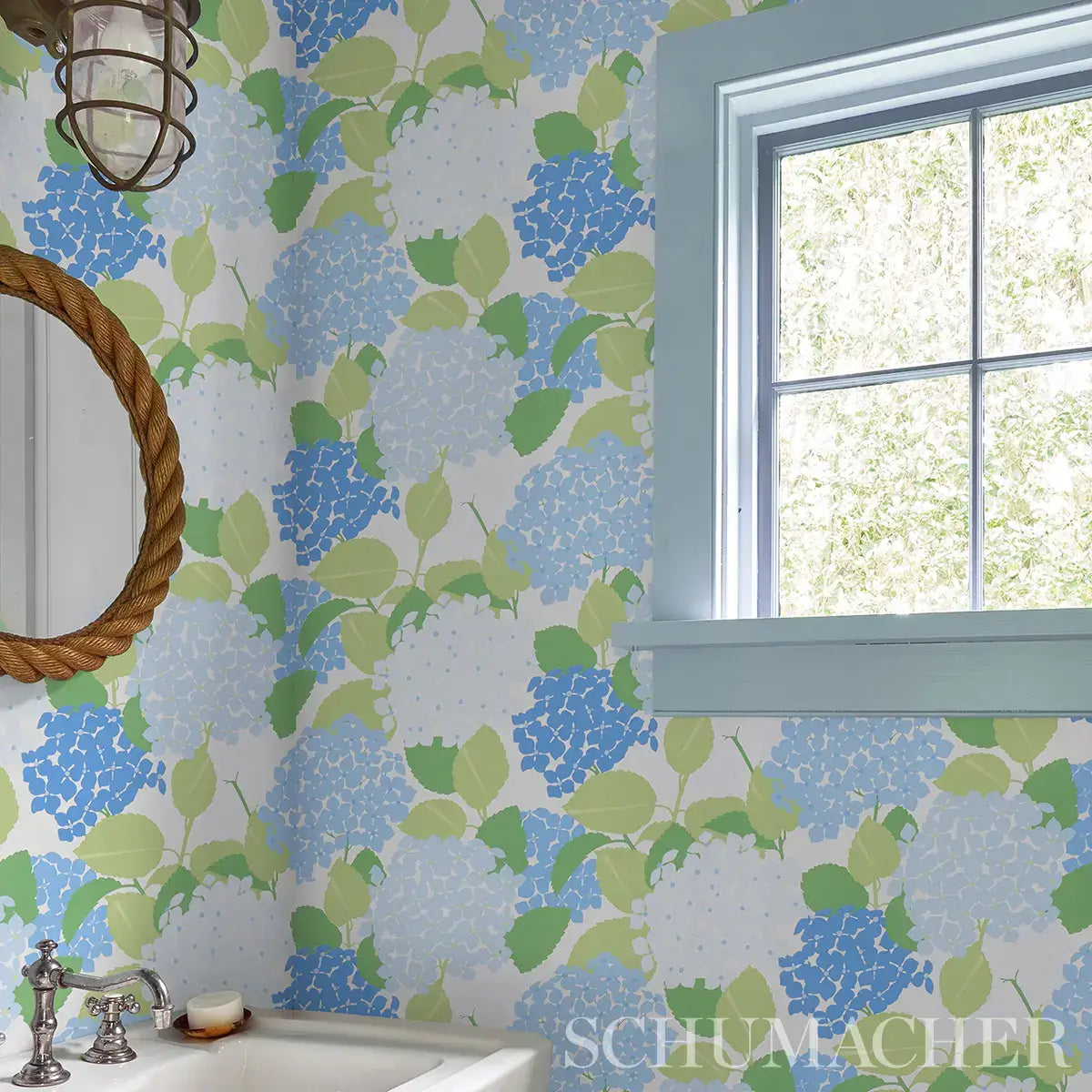 Schumacher Hydrangea Shimmer Wallpaper