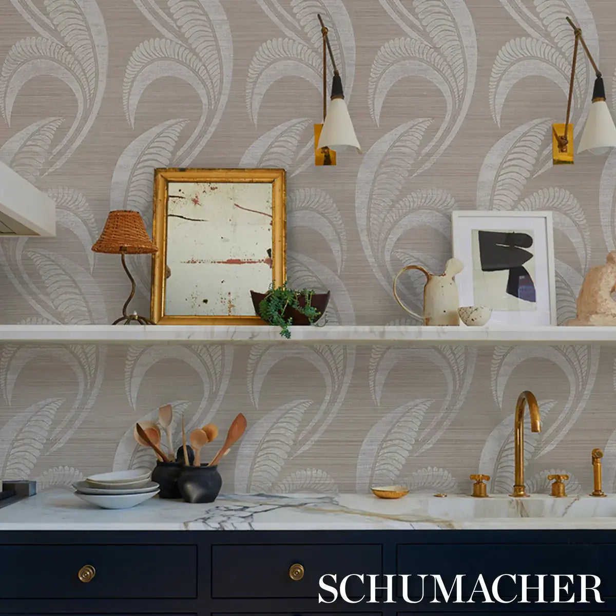 Schumacher Banana Leaf Sisal Wallpaper