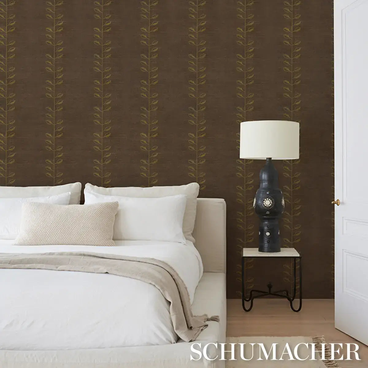 Schumacher Geo Leaf Sisal Wallpaper