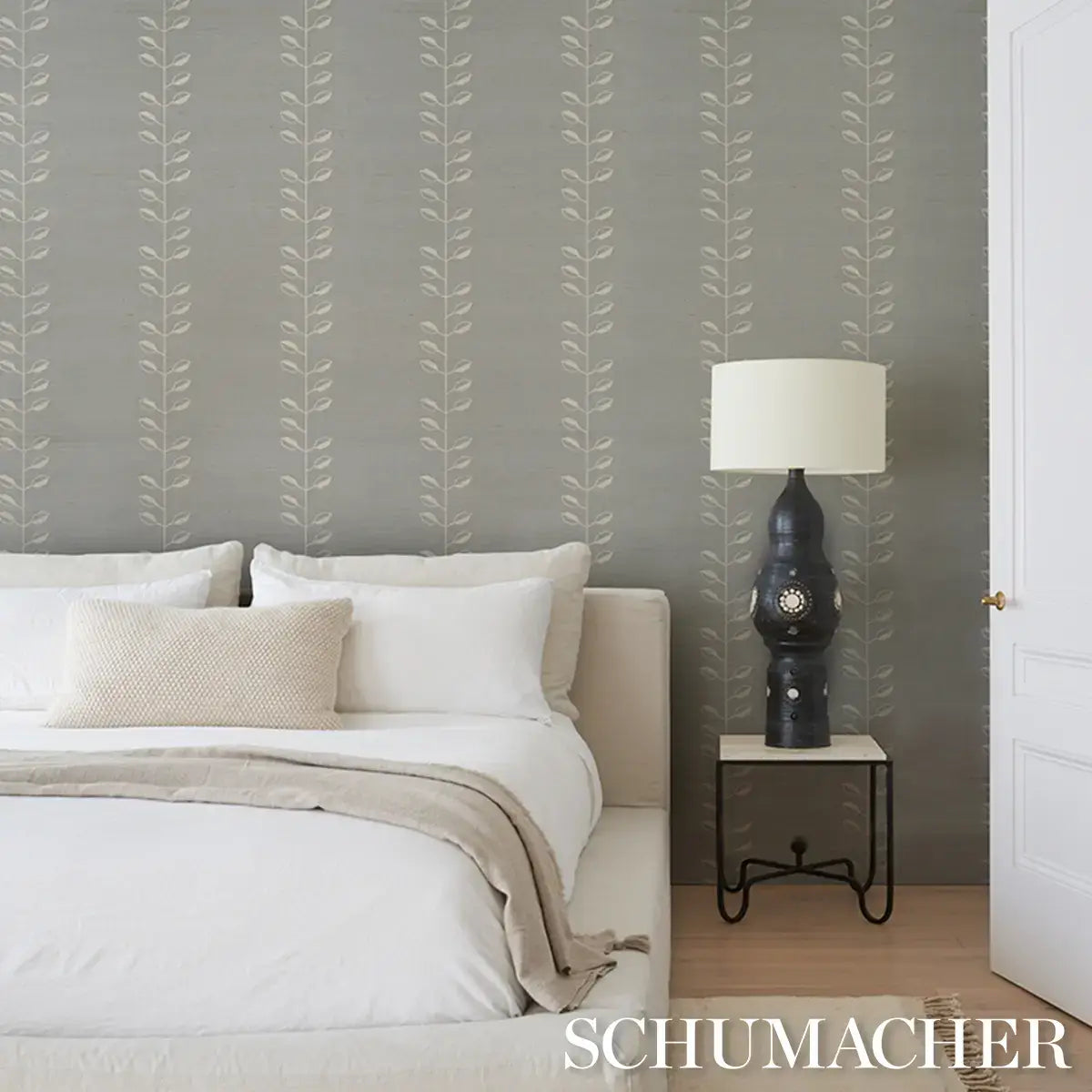 Schumacher Geo Leaf Sisal Wallpaper