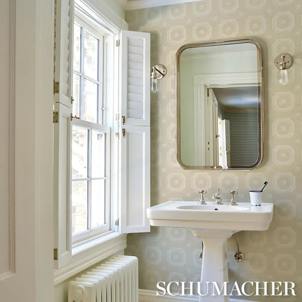 Schumacher Beveled Frame Sisal Wallpaper