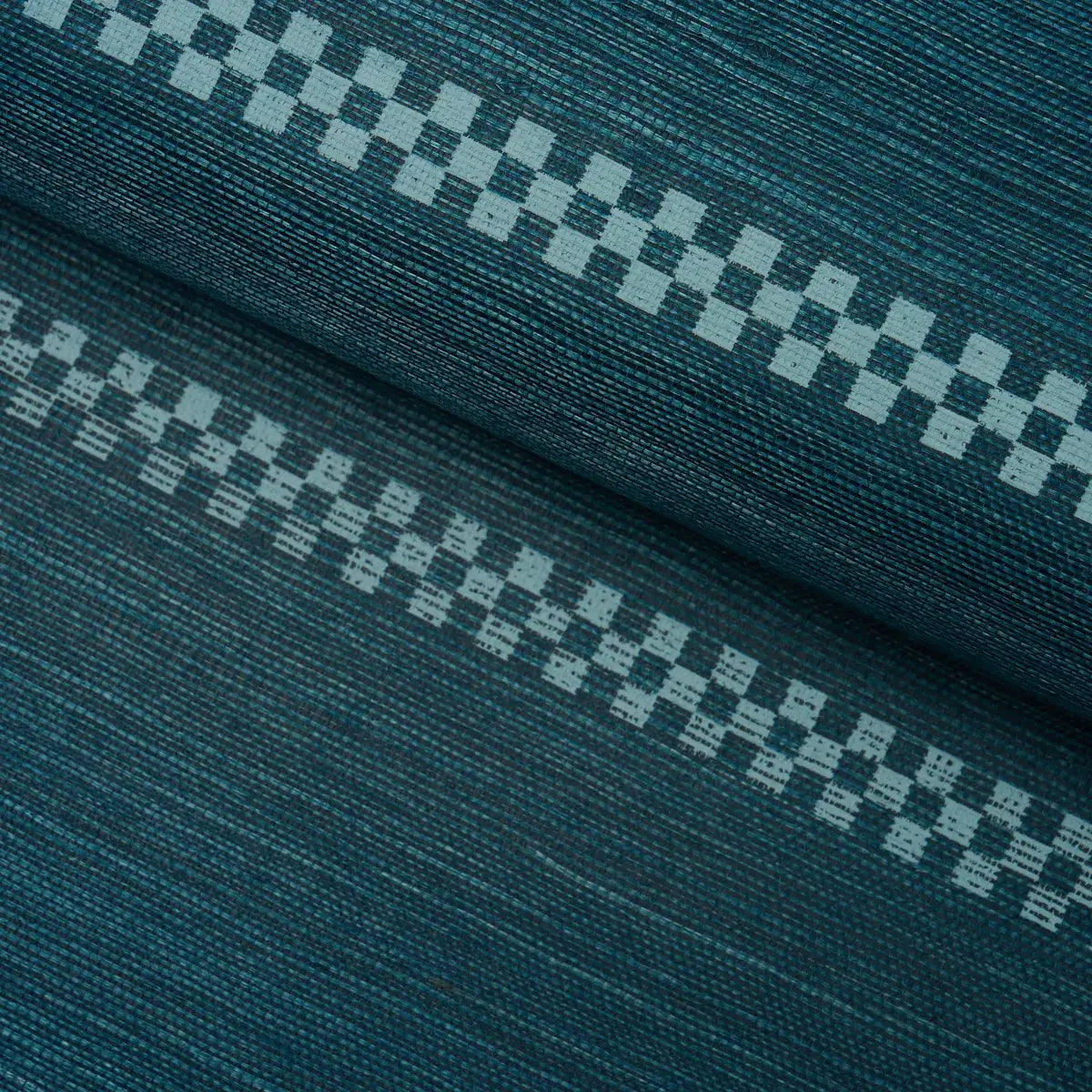 Schumacher Checkered Stripe Sisal Wallpaper