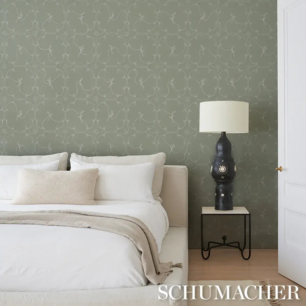 Schumacher Broderie Wallpaper