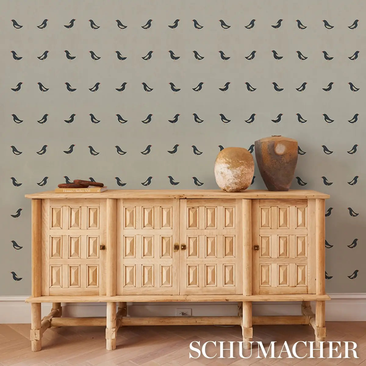 Schumacher Birds Print Wallpaper