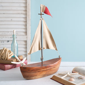 Handcrafted Sailboat Sculpture