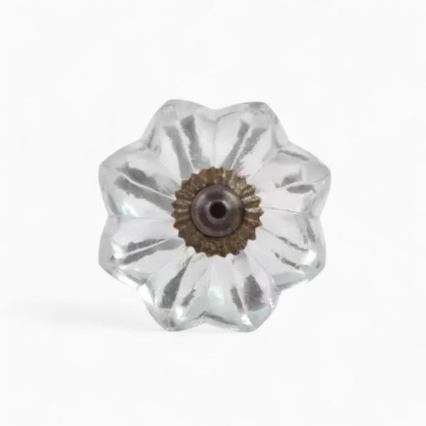 Antique Cut Glass Flower Knob
