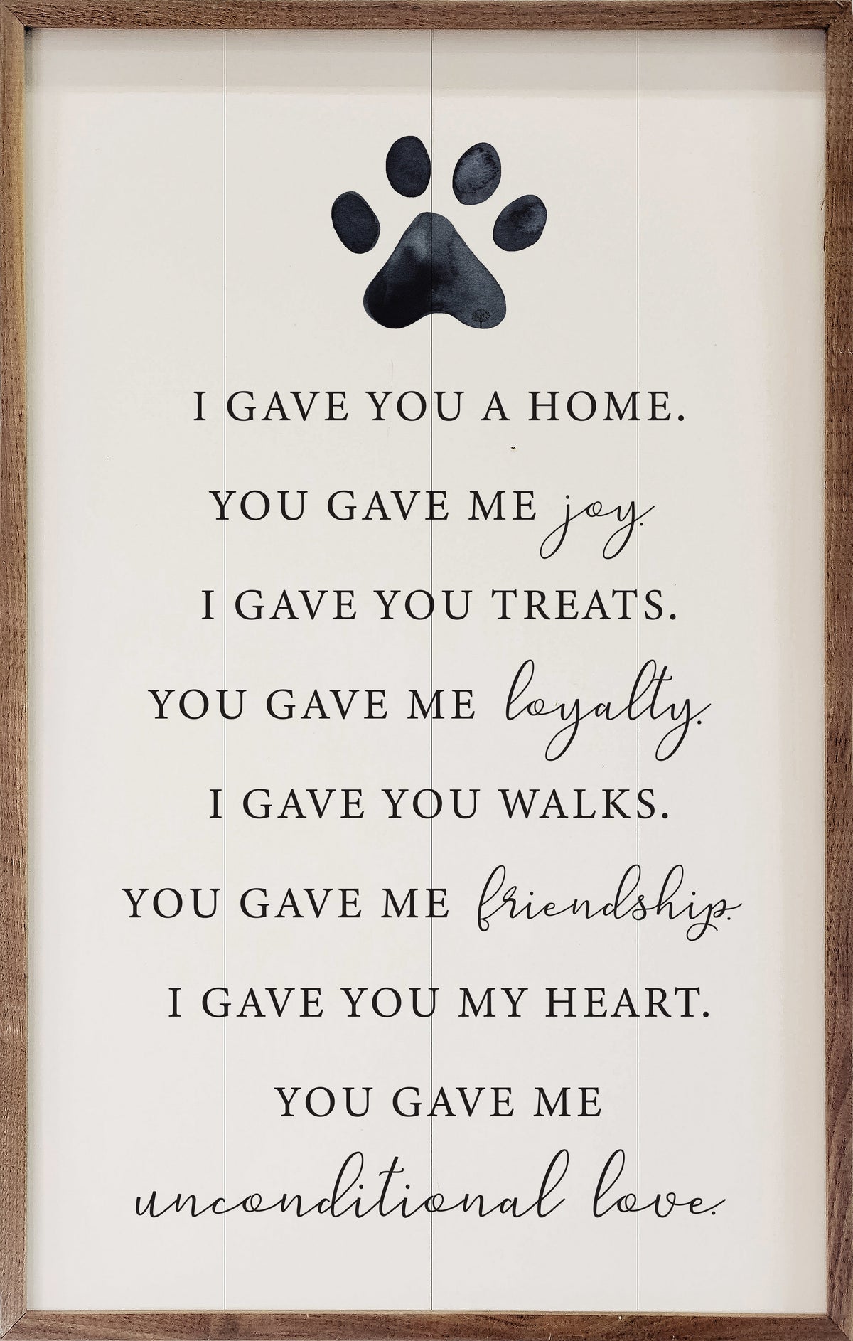 I Gave You A Home Paw White Wood Framed Print