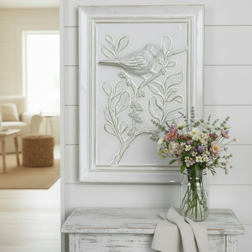 Ceramic Bird & Branch Wall Art