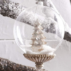 Antiqued Resin & Glass Snow Globe Ornament