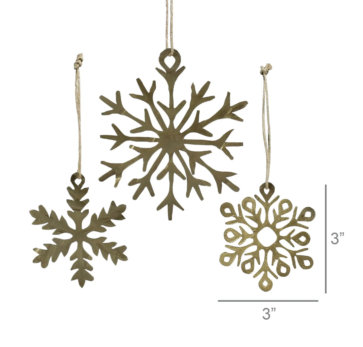 Antique Brass Snowflake Ornament Set